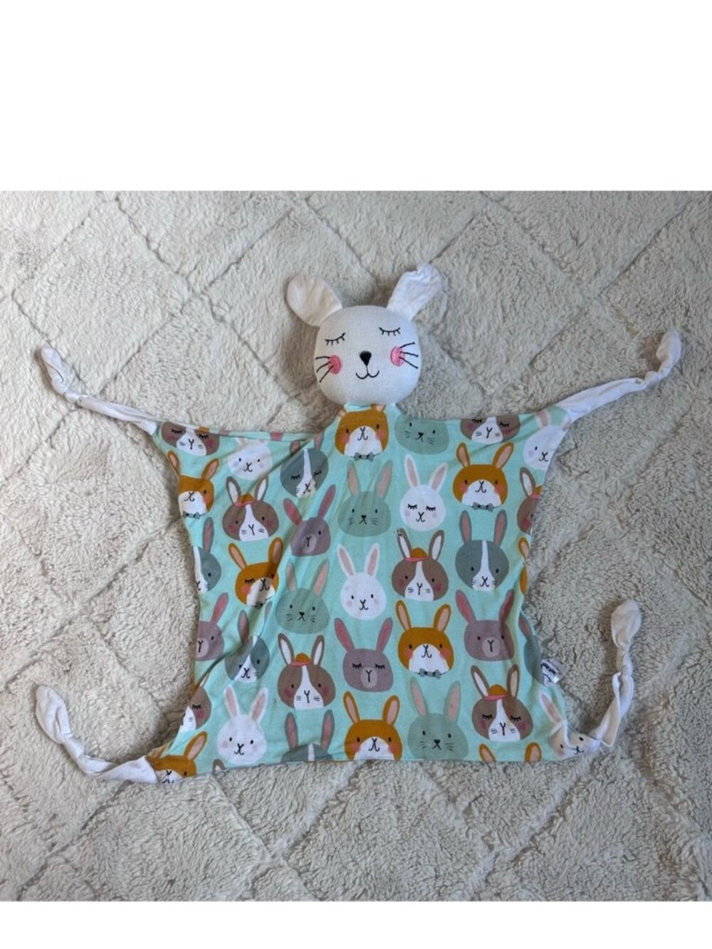 FLAWED | Little Sleepies | "Rad Rabbits" print bamboo security blanket lovey